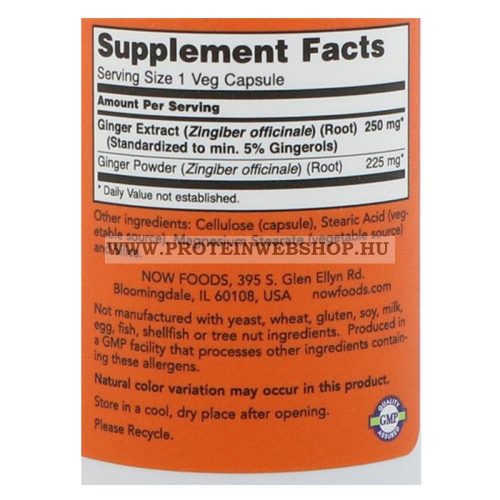 NOW Ginger Root Extract 250 mg 90 kapszula