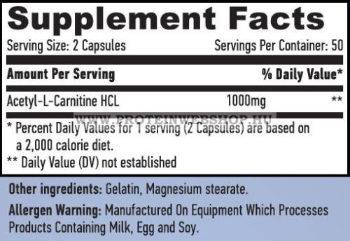 HAYA Labs - Acetyl L-Carnitine 1000mg - 100 kapszula 