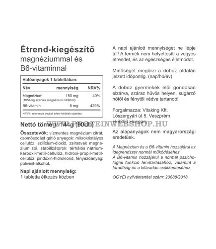 Vitaking Magnesium Citrate + Vitamin B6  90 tabletta