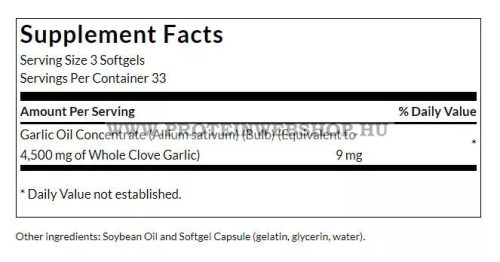 NOW Garlic Oil 1500 mg 100 lágykapszula
