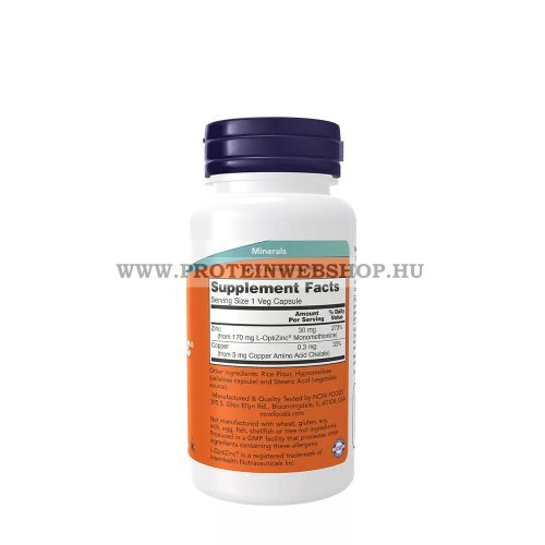 NOW L-OptiZinc 30 mg 100 veg kapszula 